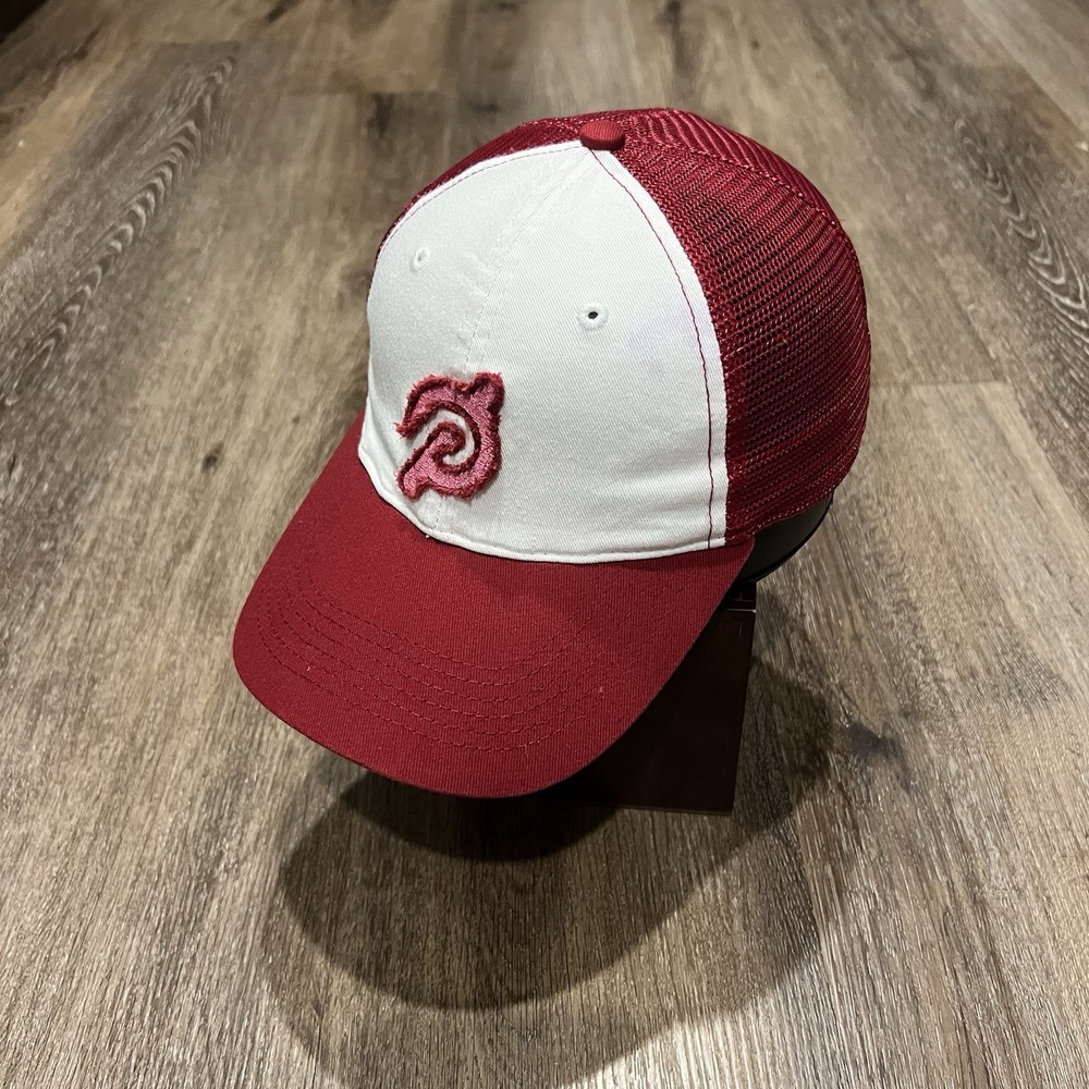 Peloton Snapback Hat Trucker Baseball Cap White Red Pink‎ Mesh Distressed